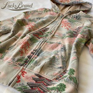 Vintage Lucky Brand Allover Print Cotton Hoodie M